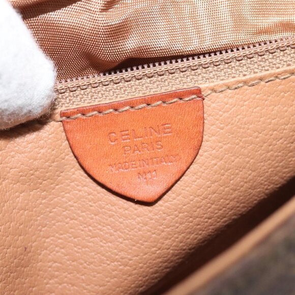 CELINE Macadam Canvas Shoulder Bag PVC Leather Brown Gold - Picture 12 of 15